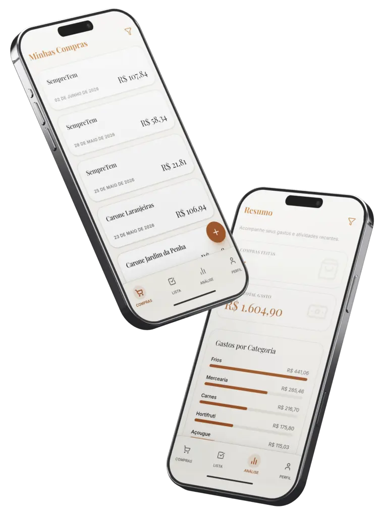 Capturas de telas do aplicativo Compras de Mercado